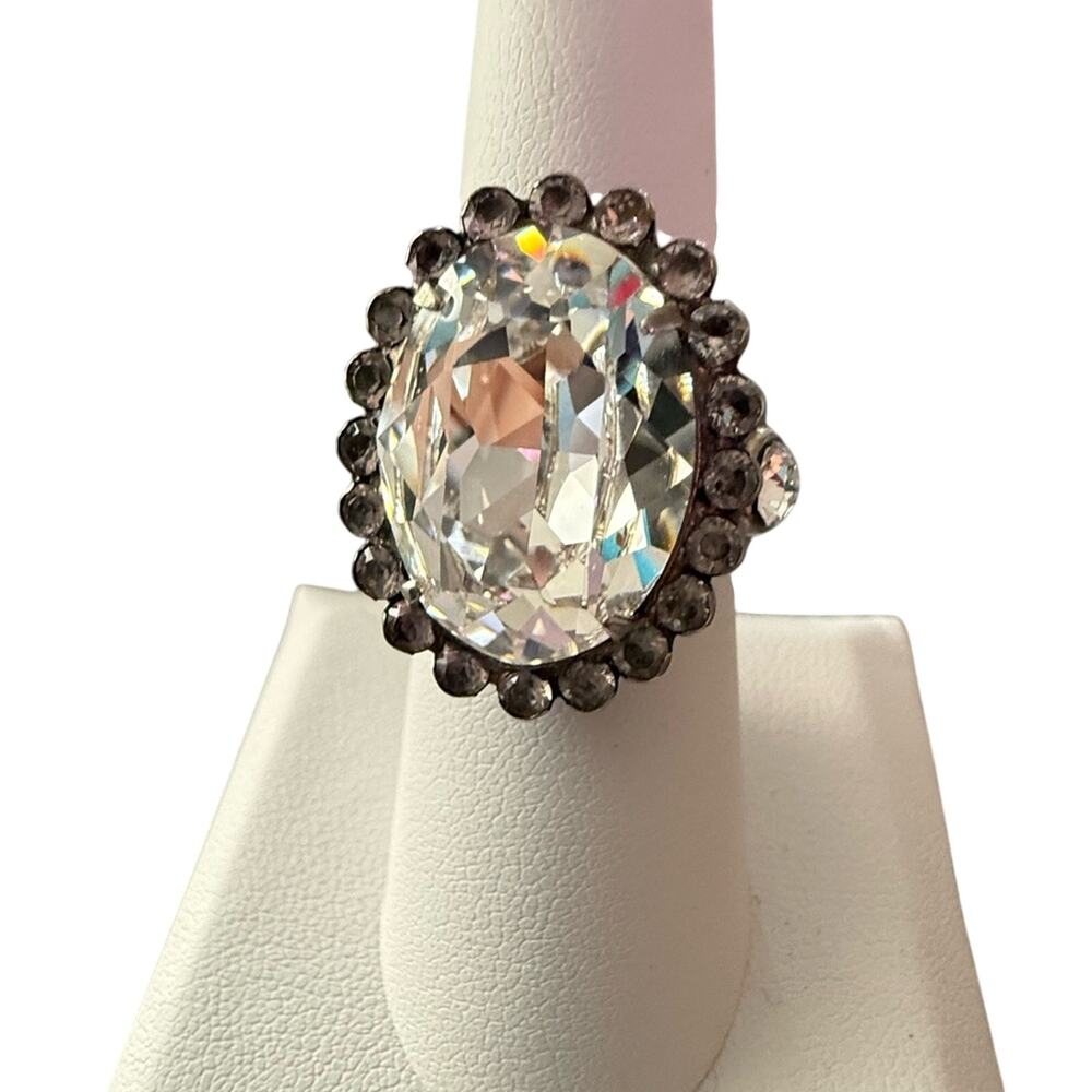 Sorrelli Clear Crystal Brass Tone Adjustable Ring  Size 6.5